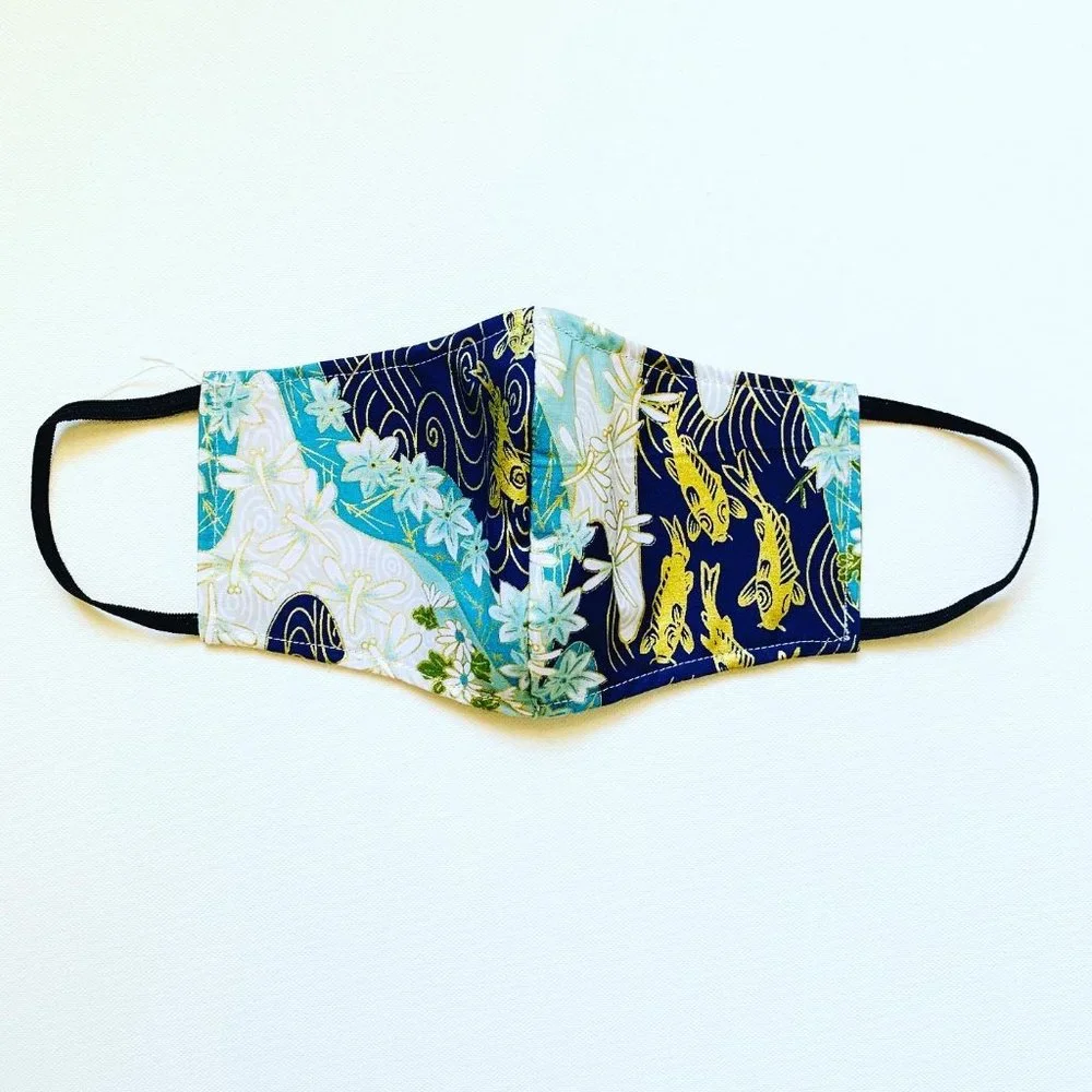 NEW Handmade Koi Dragonfly Print Mask